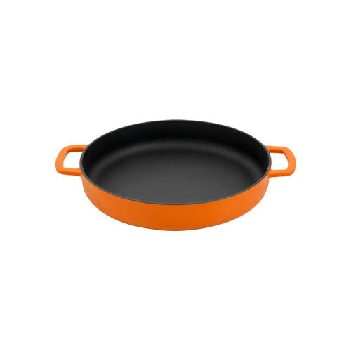 Koekenpan met 2 grepen gietijzer oranje Combekk