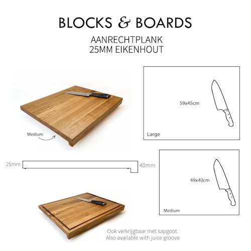 Aanrechtplank eiken met antisliprand