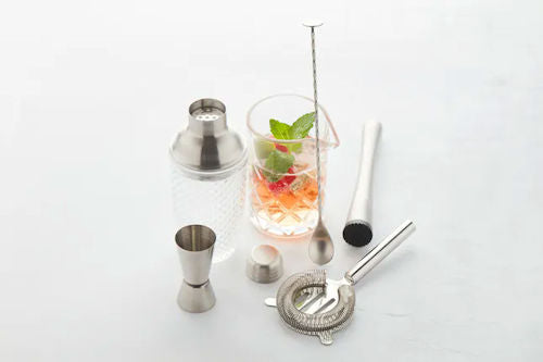 Cocktail set 6 dlg glas en RVS