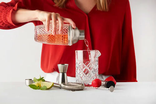 Cocktail set 6 dlg glas en RVS