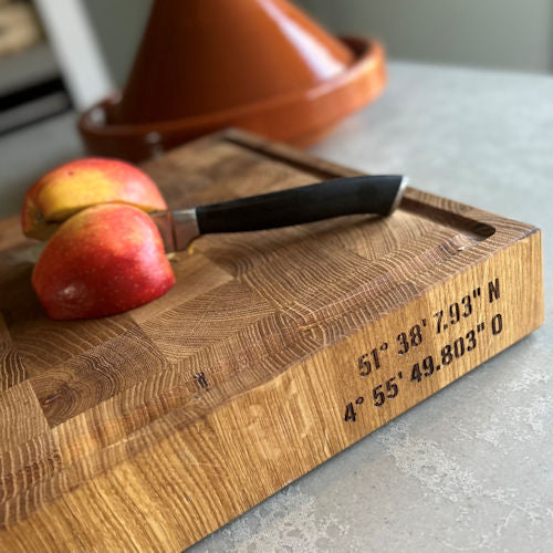 Butcher block 49 x 33 cm VD8 Eiken Kopshout hakblok met sapgoot