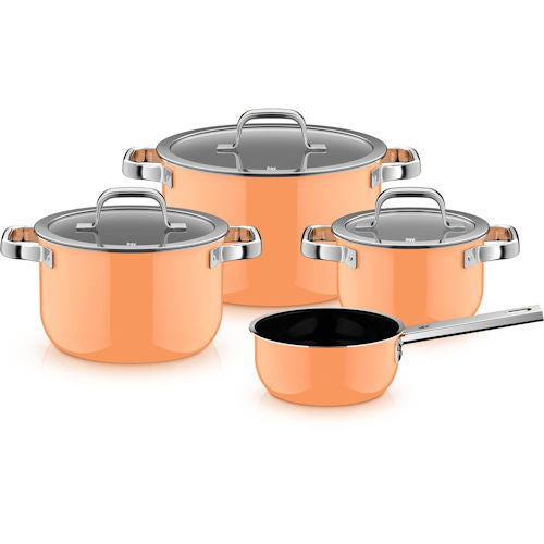 Pannenset 4 dlg Fusiontec 2.0 WMF pastel Papaya oranje