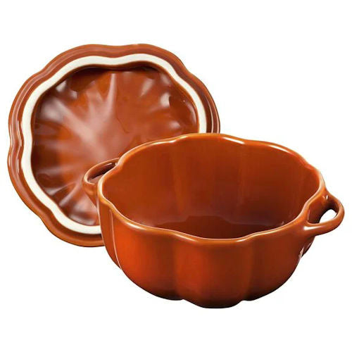 Pompoen cocotte 12 cm keramiek