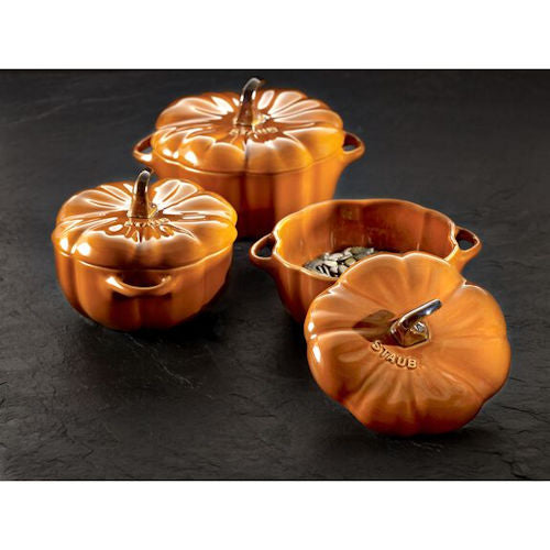 Pompoen cocotte 12 cm keramiek