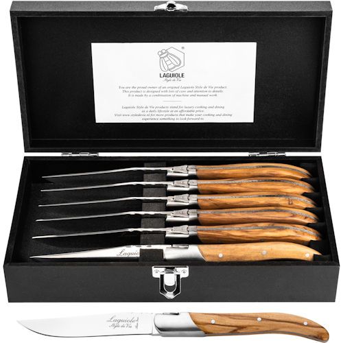 Steakmessenset Luxury Laguiole olijfhout