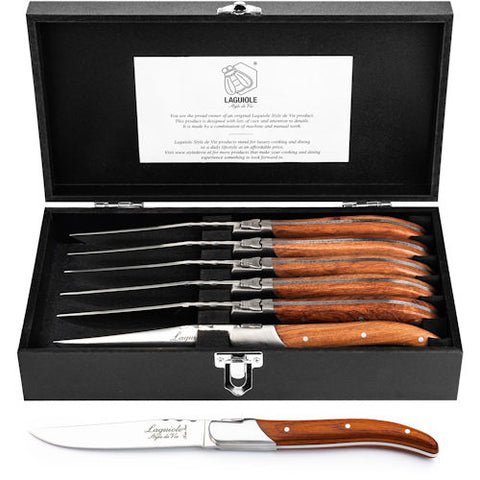 Steakmessenset Luxury Laguiole rozenhout
