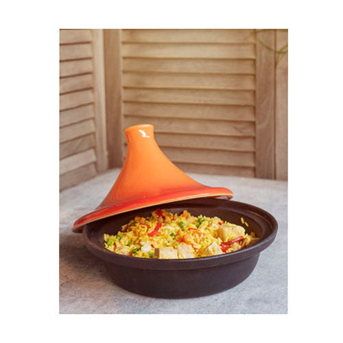Tajine zwart-oranje 25 cm