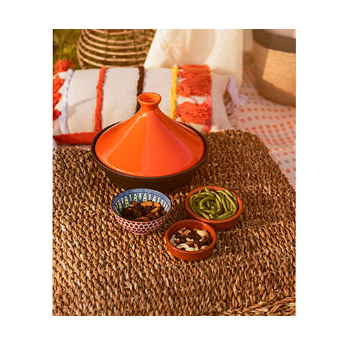Tajine zwart-oranje 25 cm